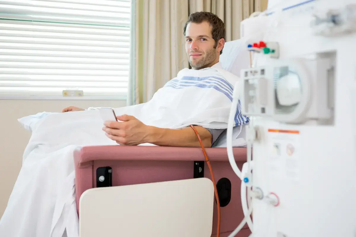 Patient receiving dialysis treatment for kidney failure
